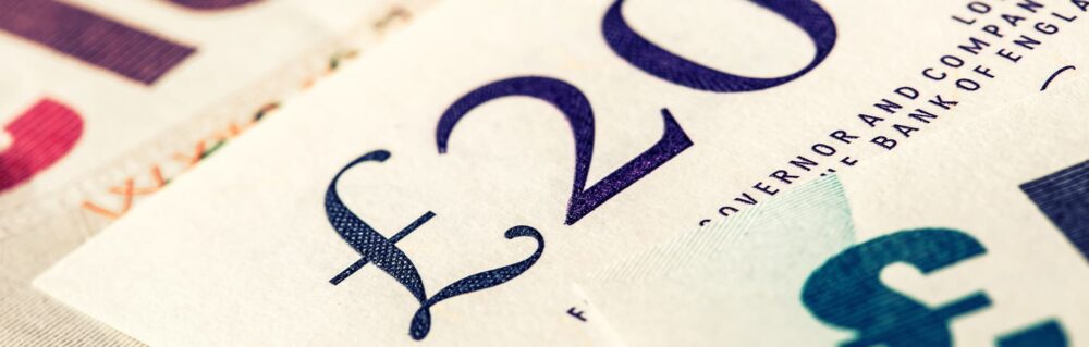 A close-up image of a twenty pound note. Our expert team of divorce and financial remedy barristers holds deep expertise across a range of matrimonial law and associated remedies.